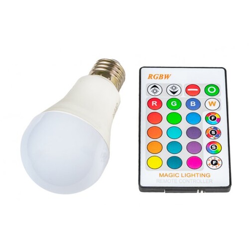 LED žárovka E27 5W RGBW - teplá bílá