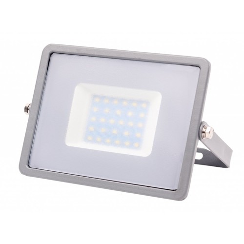 Šedý LED reflektor 30W Premium - denní bílá