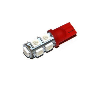 Autožárovka T10 9x 5050-SMD-čipy červená