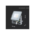 Šedý LED reflektor 10W Premium - denní bílá
