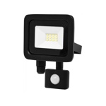Černý LED reflektor 10W s pohybovým čidlem Premium - denní bílá